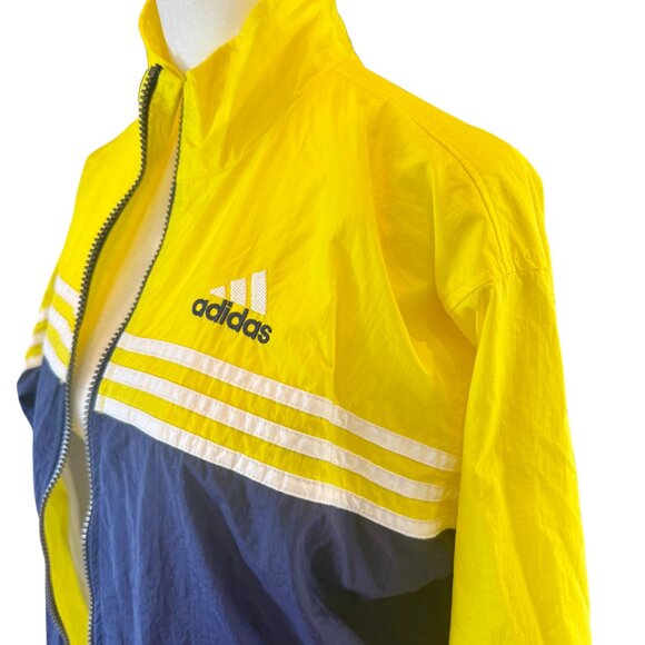 Vintage Adidas 3-Stripes Windbreaker Jacket – Yellow & Navy - Picture 1 of 6